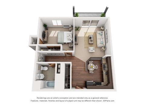 Floor plan for 1 bed, 1 bath, 786 sqft